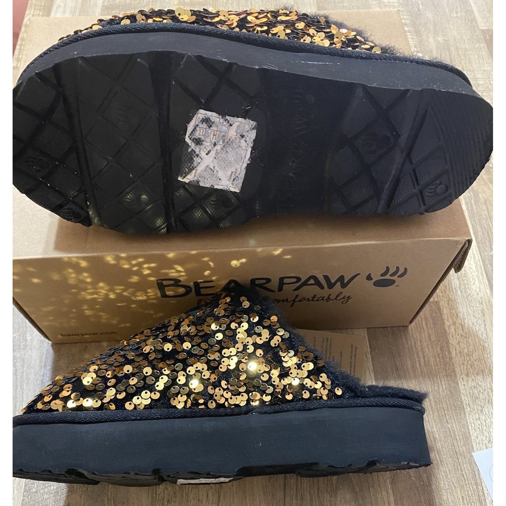 Bearpaw Womens PORTIA Sequin Embellished Slipper Mule BLACK Size 8M With BOX - Picture 6 of 8